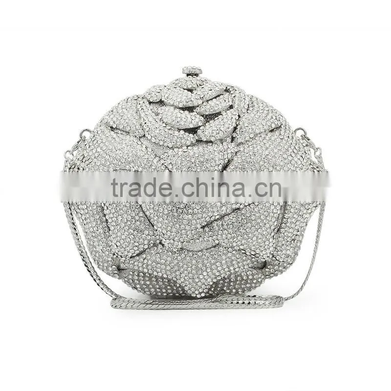 3D flower hard shell crystal and crystal bags and clutches (8746A-S)