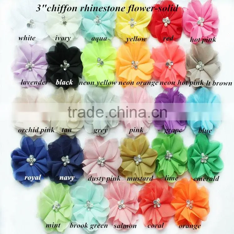 Red Green White Christmas DIY Kit Party Headband Kit -layer satin flower with rhinestone plus crochet elastic headband