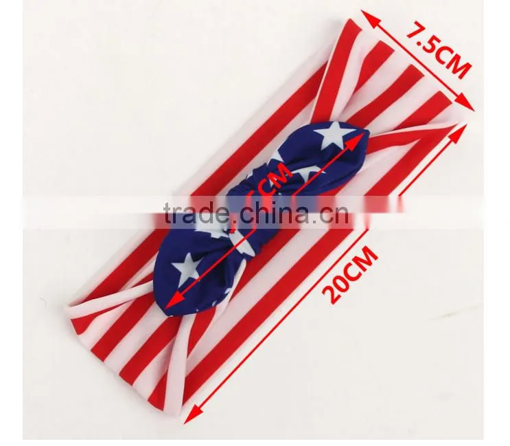 The new baby children's hair accessories National Day flag models rabbit ears bow cross with the new foreign trade