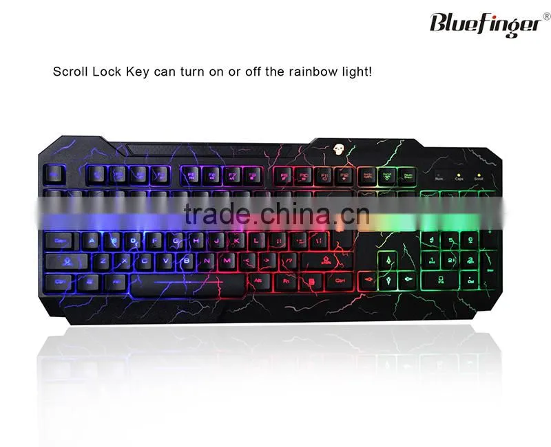 Rainbow LED Backlit Gaming Keyboard with Cool Crack parttern