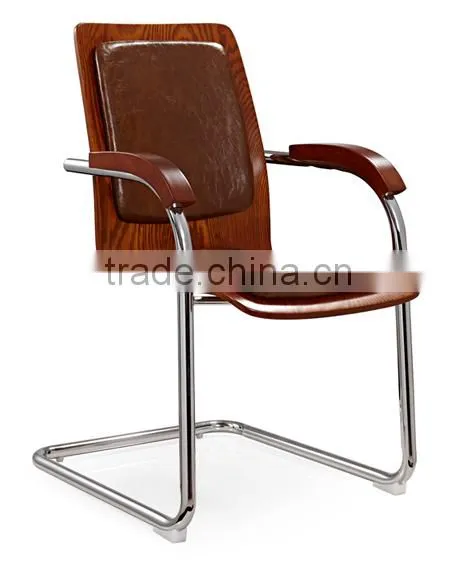 Modern design plywood office chair with solid wood armrest