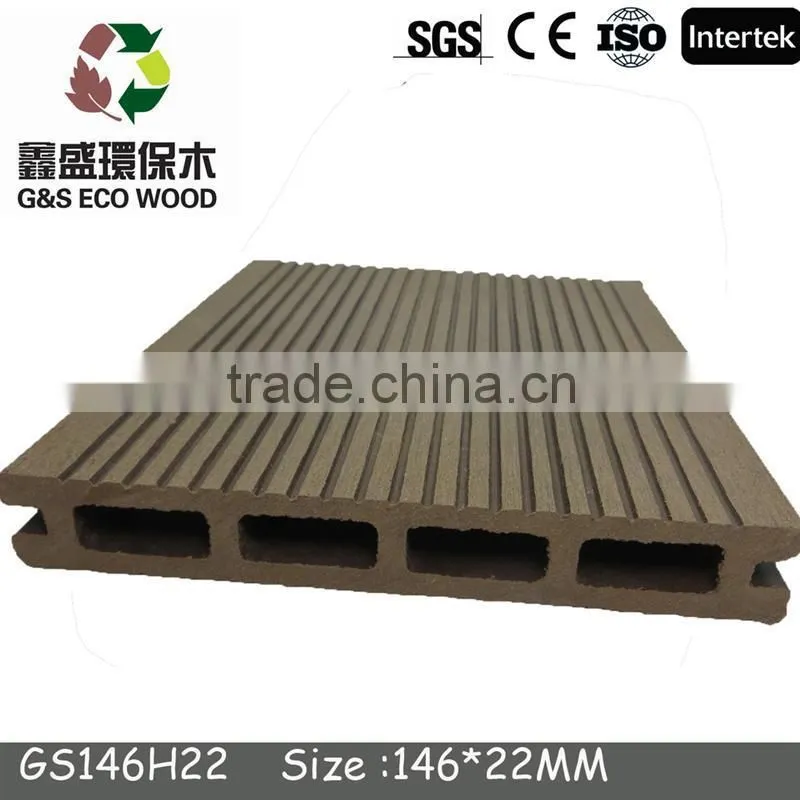 Hollow WPC Outdoor Flooring , Waterproof Plastic Floor