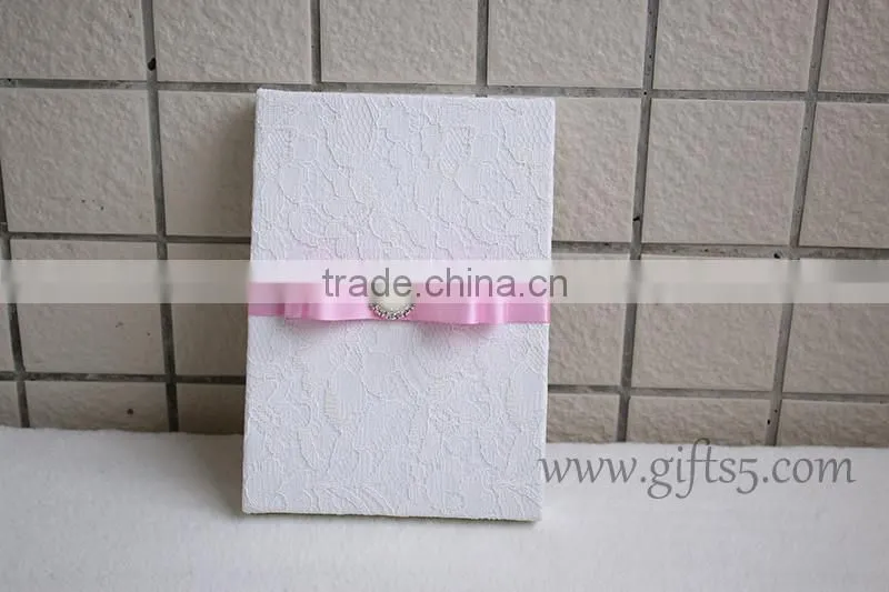 White lace fabric wedding invitation card box