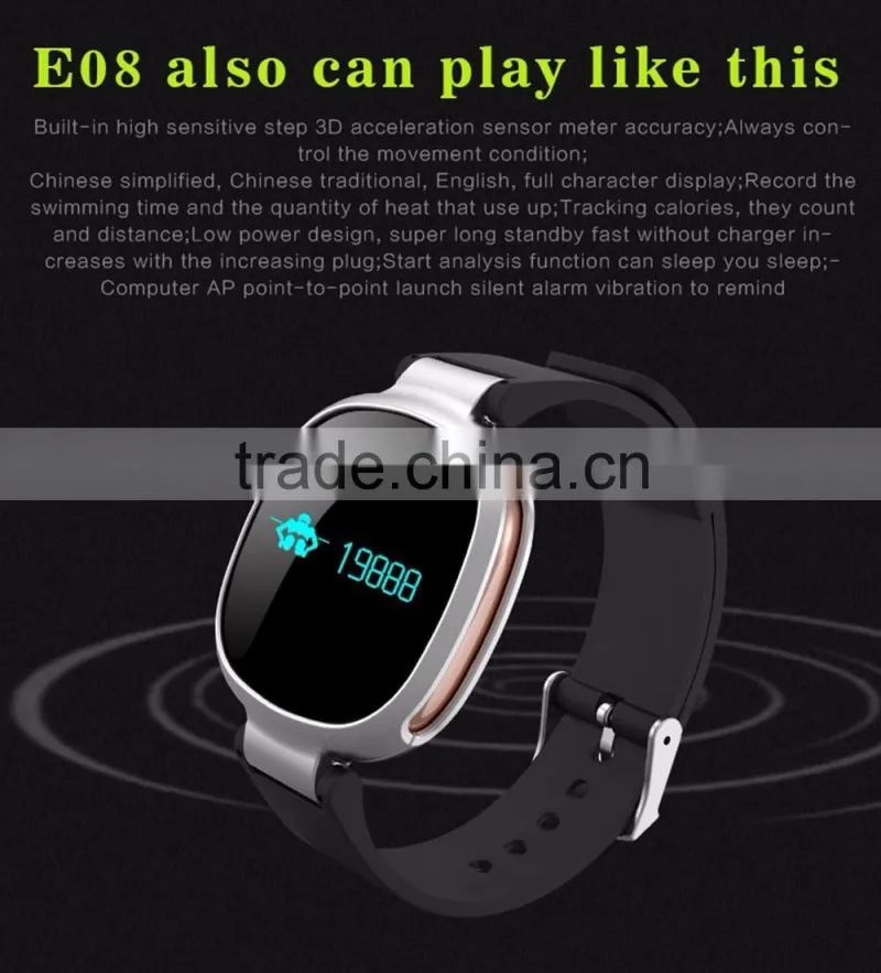 sport Waterproof Smart Wristband E08 Smart band Heart rate monitor Mp3 player Fitness Bracelet for OS Android
