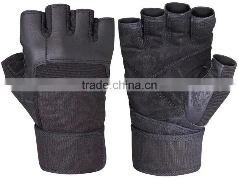 Weight Lifting Leather Padded Gloves, Training Gym Exercise Gloves