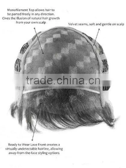 light density European hair monofilament wig for white women
