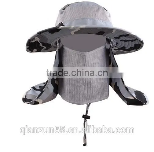 360-degree outdoor jungle hat shawl neck UV sun protectionce neck cap summer camo mesh vented bucket hat