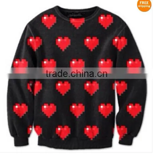 2014 Fashion Loving Heart Print Women Sweatshirt Long Sleeve Hoodies