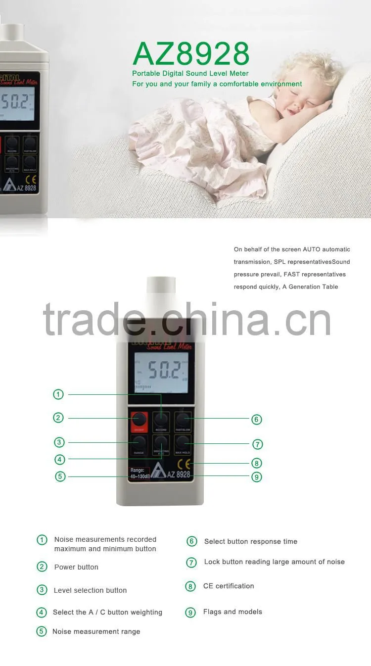 Digital Automotive Sound Level Meter AZ8928 Low Frequency Noise Tester Precision Decibel Meter