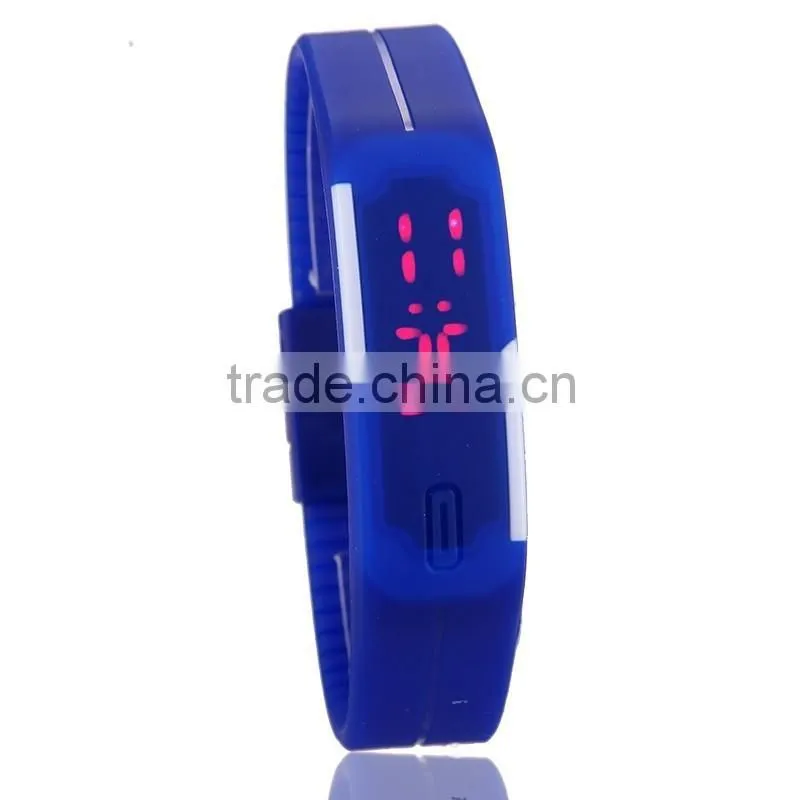 Fashion rectangle Bracelet boys girls Touch LED Watch Sport digital sports watchs unisex jelly candy rubber silicone wristband