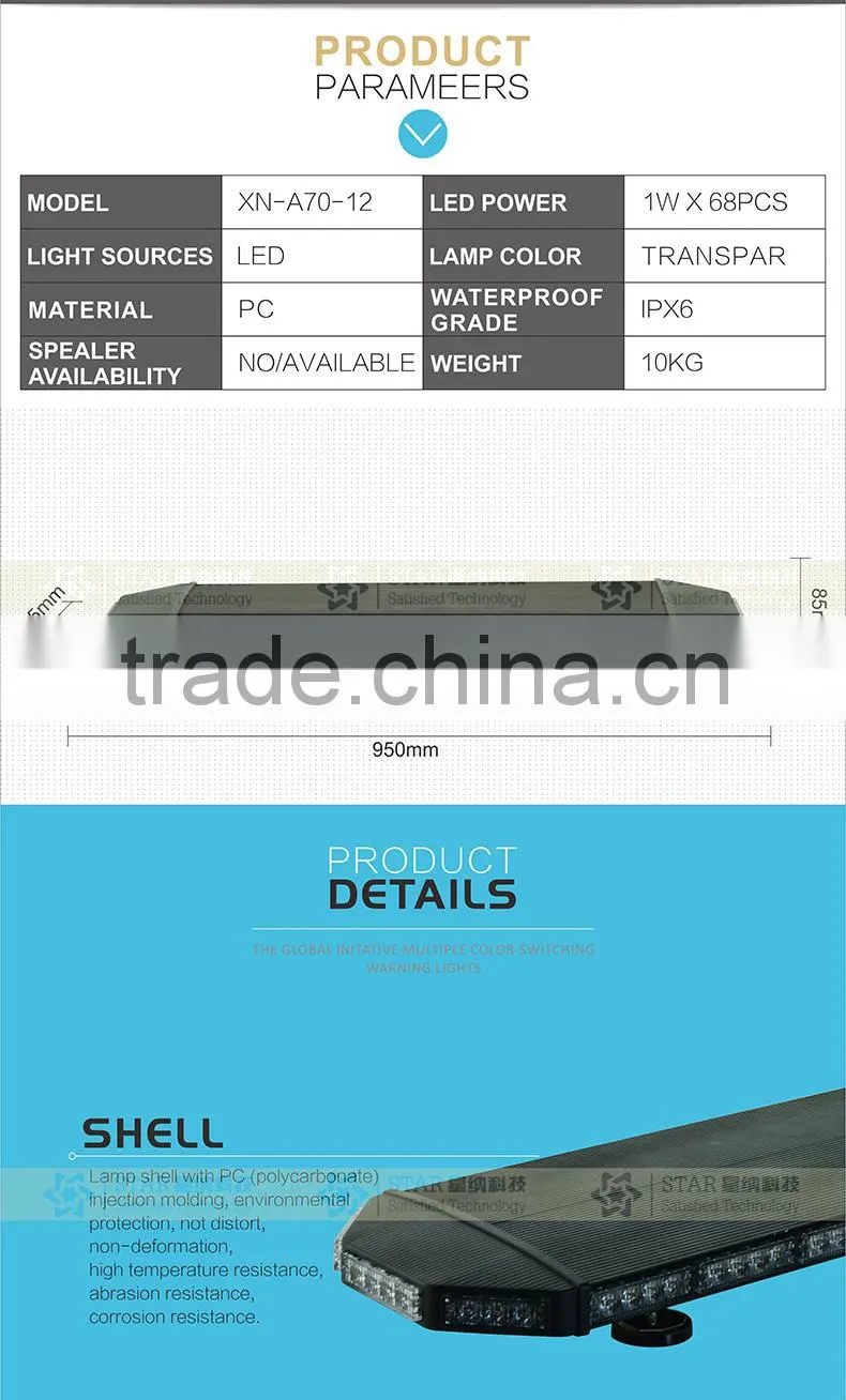 High quality emergency led lighting police strboe mini lightbar TBD-A70-12