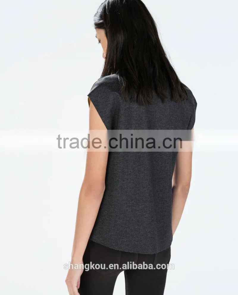 fashionable woman t shirt,t-shirt design,contrast color ladies t shirt,SHKHT0187