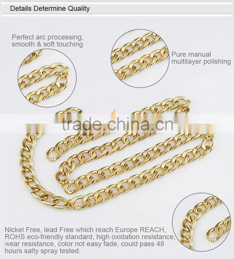 Fashion Gold Stainless Steel Metal Strap Chain For Purse