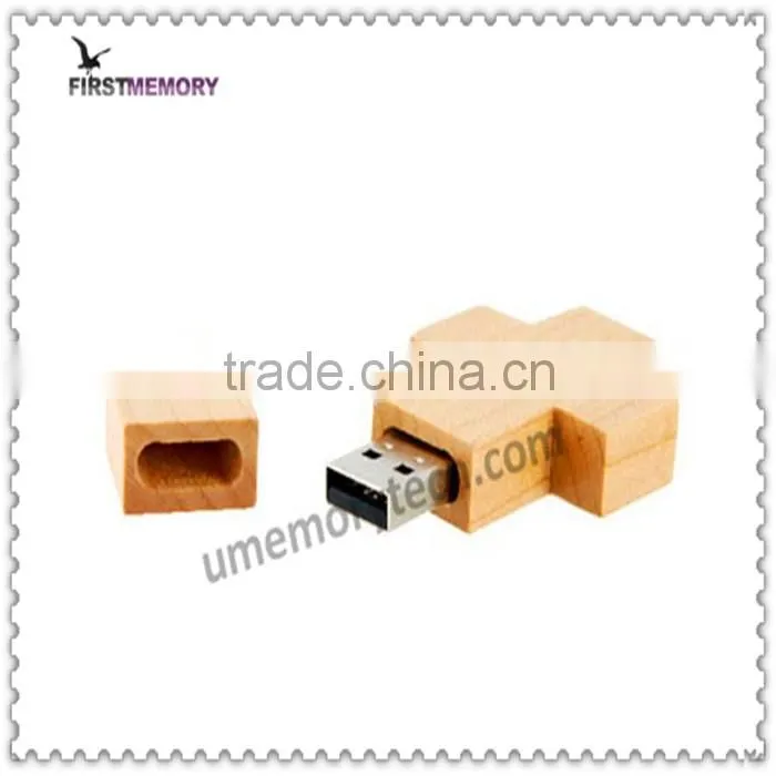A maple wood Cross thumb usb key drive 2gb 4gb