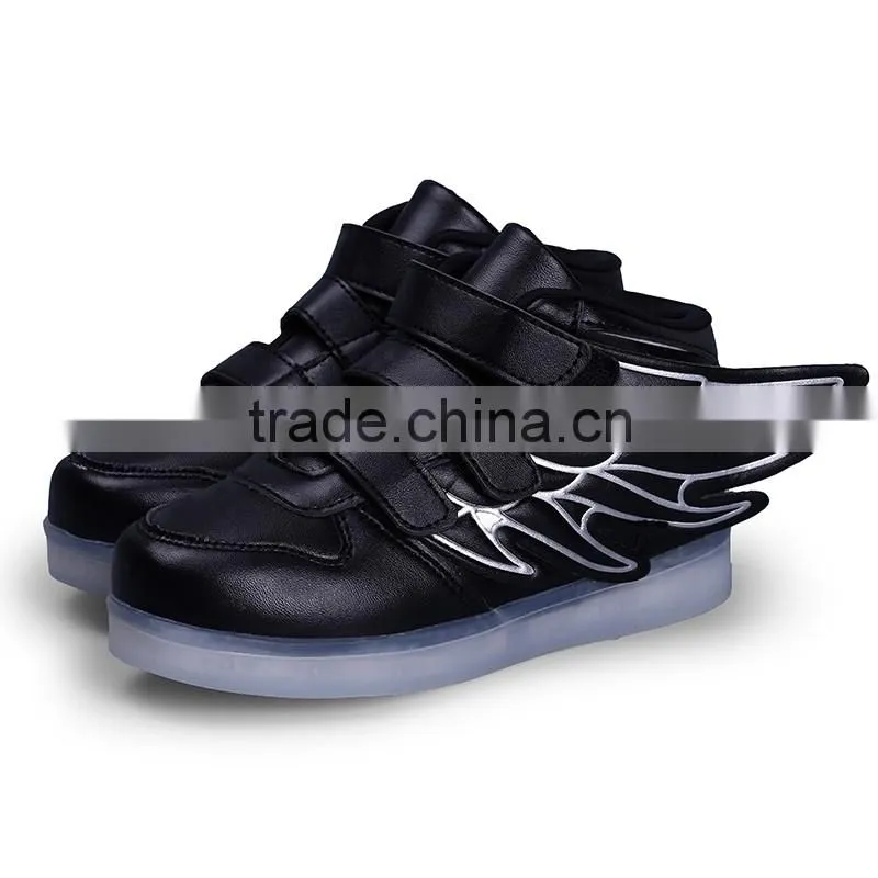 China 8 years factory led light up kids shoes led sneakers for kids wing shoes for boys girls promotion