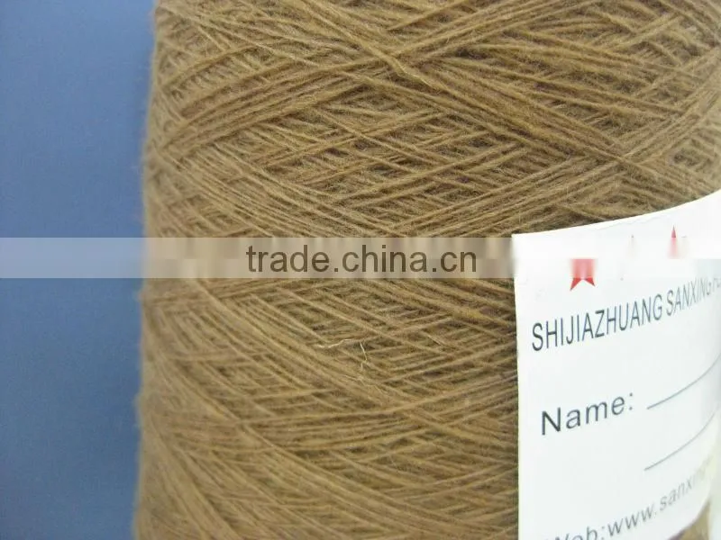 100% Chinese sheep cashmere yarn,14/1NM, dyed brown color