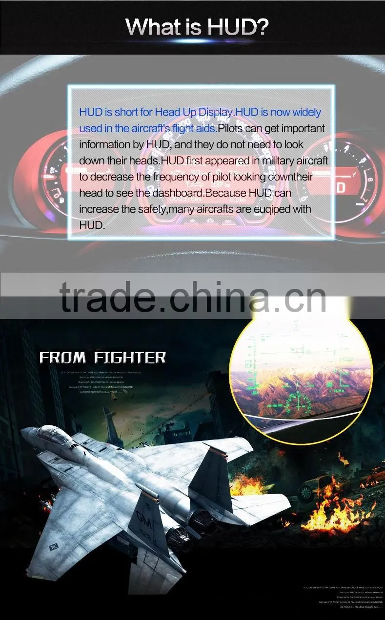 Car hud Q7 head up display for car speed monitor with 5.5 inch screen