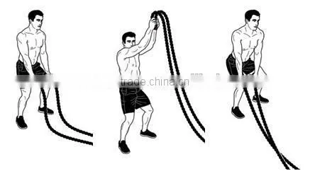 1.5'' * 30' Black Polyester Battle Rope Power Training Ropes For Fitness Physical Training