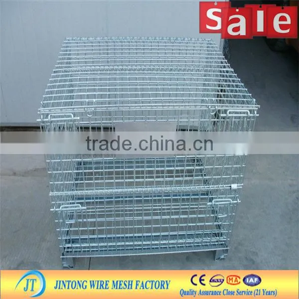 heavy duty galvanized mesh box wire cage metal bin storage container