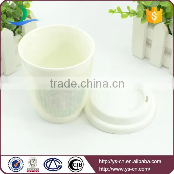 Factory Travel reusable Ceramic white starbucks mug with lid