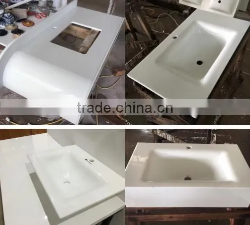 Nano glass Solid surface bathroom sink with countertop