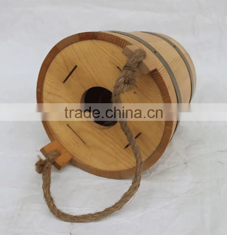 factory supplier for wooden rustic ice bucket with metal stainless steel
