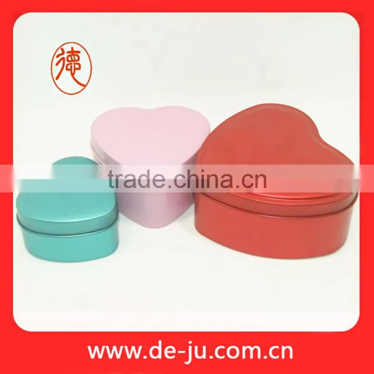 Custermized printing thick tin sheet heart shaped chocolate box