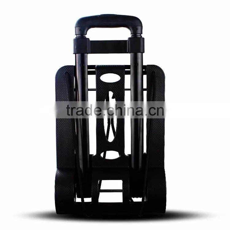 Mini Folding Shopping Cart with 2 Wheels/Lightweight Black Iron Alloy Folding Luggage Cart/ Portable Hand Trolley