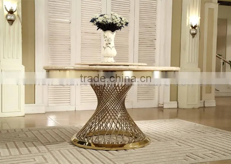 Popular Modern Round Marble Top Wedding Table With Steel Legs
