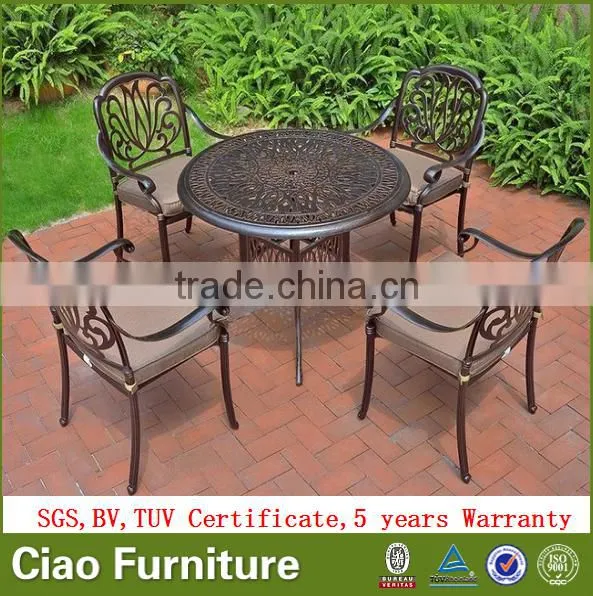 All weather cast aluminum outdoor dining table set garden furniture