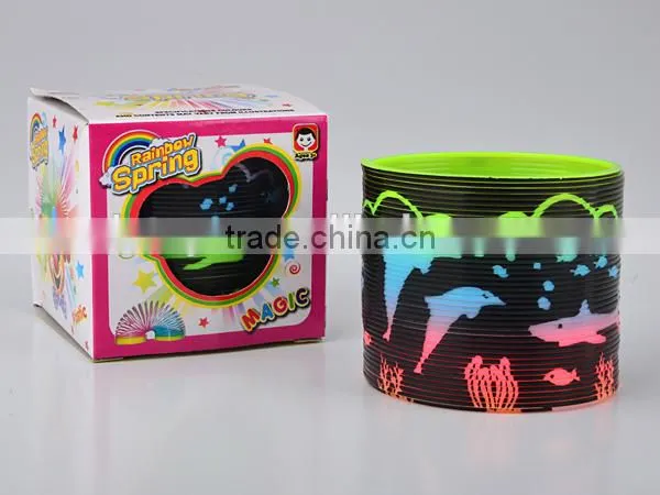 plastic colorful magic rainbow spring with printed dolphin toys/hot sale rainbow circle