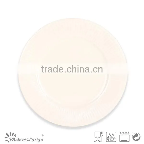 16pcs beige elegant round emboss dinner set