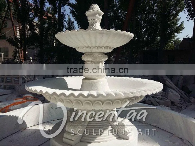 Antique Style Garden Decor Large Size White Marble 3 Tiers Water Fountain for Hot Sale