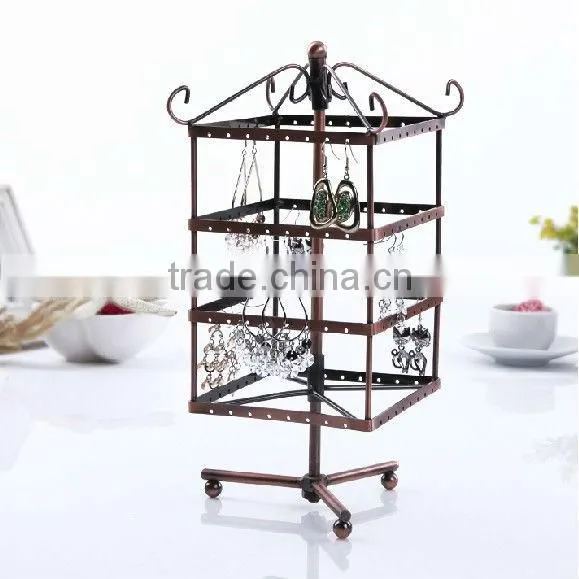 Jewelry Rack Can Be Rotated Four-Story Princess Earrings Frame Round Display