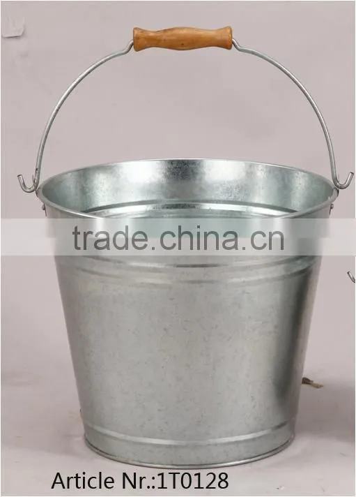 Galvanized water bucket /wood handle