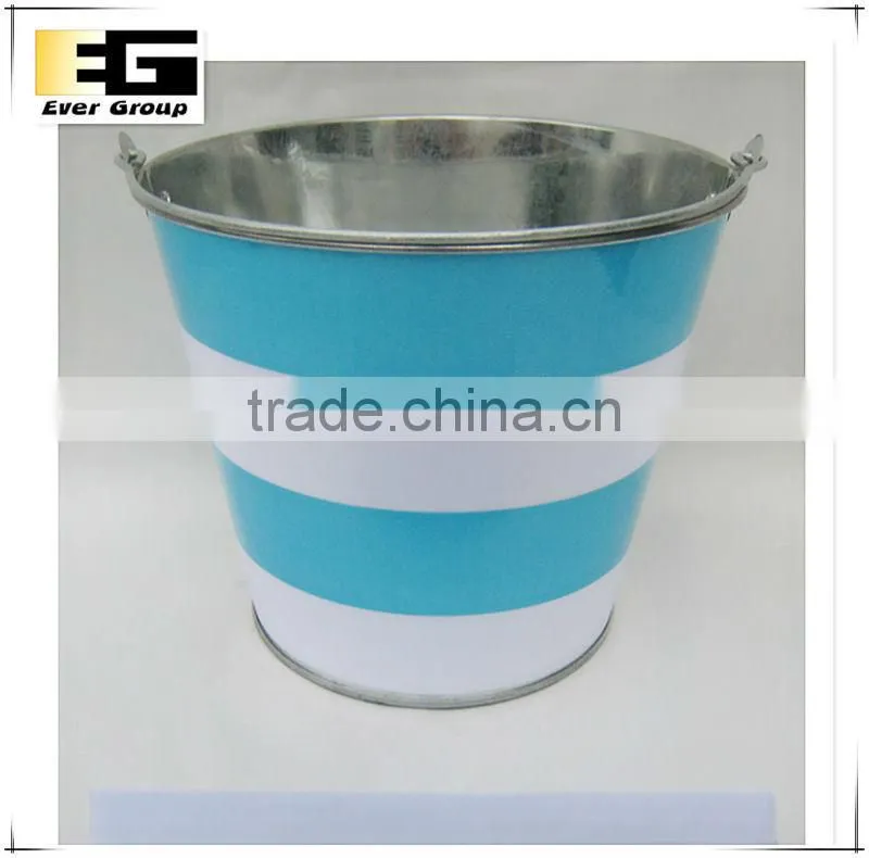 Zinc with handle printing finished round shape Flower pot