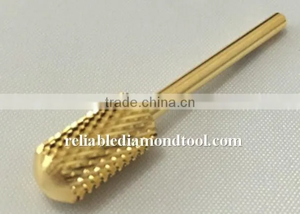 Total Length 40MM Shank Diameter Barrel Ball Golden Carbide Burr for Nail HUAXING JIANGYIN