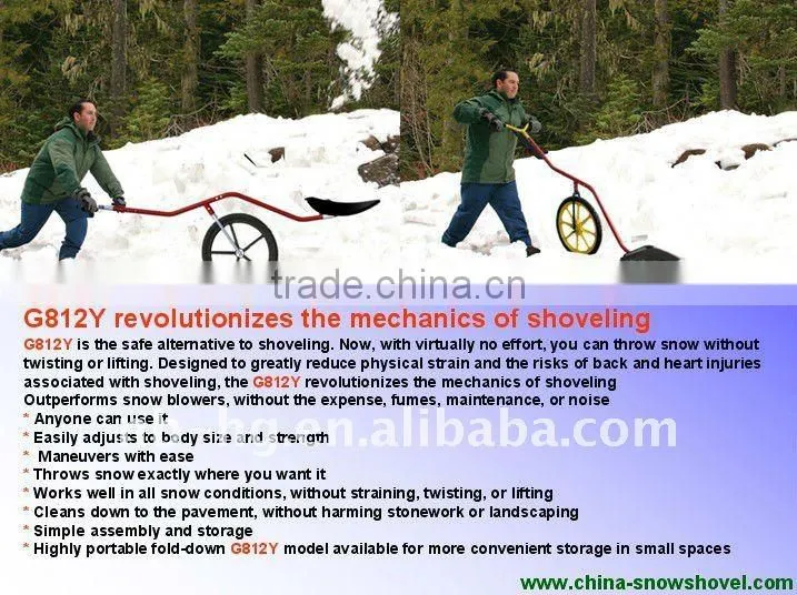 Removable wheeled ice push snow shovel