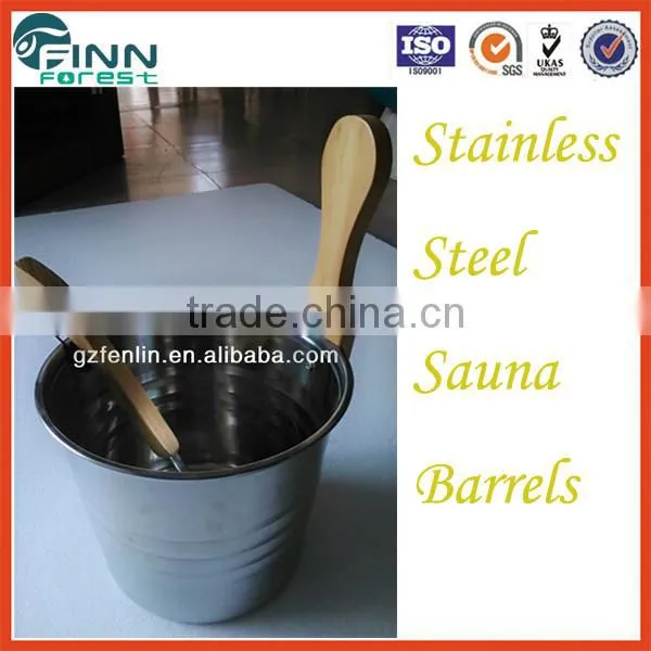 Stainless steel sauna bucket and spaoon, sauna barrel