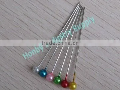 Wholesale decorative 55mm multi colors nickel plated pearlized round shape head pin for crafts making