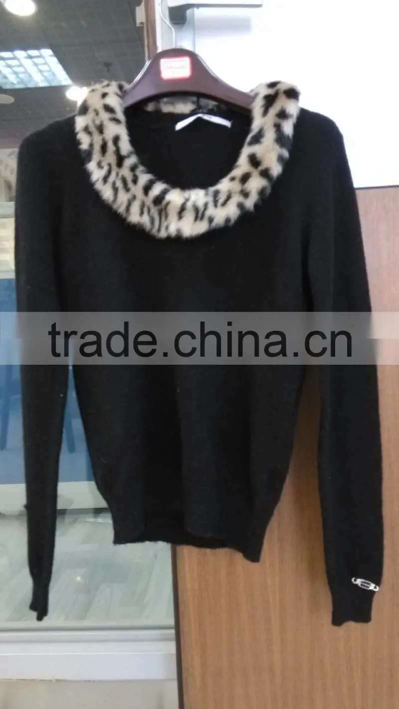 2014 Ladies knitted sweater,pullover with mohair