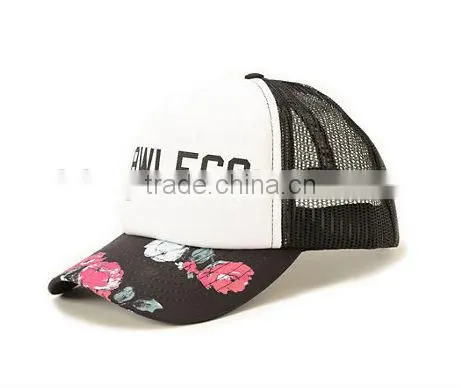 Half Mesh 5 Panel Trucker Hat Curved Brim Cotton Trucker Hat Screen Print Wholesale Custom Mesh Trucker Hat
