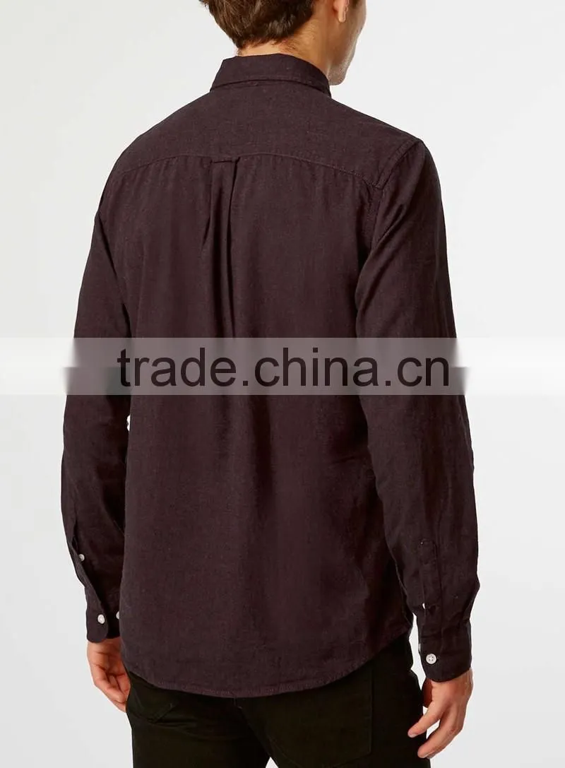 Burgundy hemp cotton blend shirts for man
