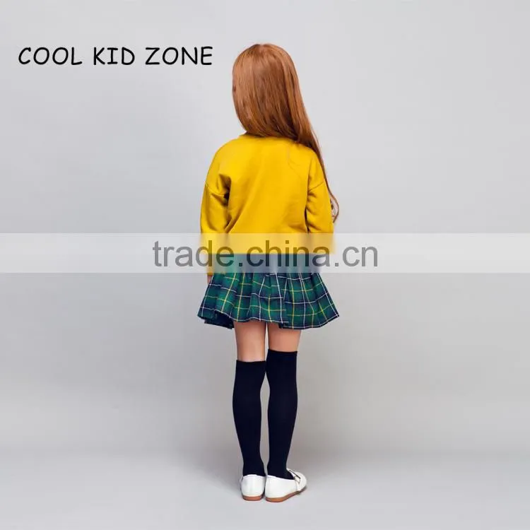 STOCK available!COOL KID ZONE autumn winter new design 100%cotton long sleeve mini girl skirts and tops suit girl skirts