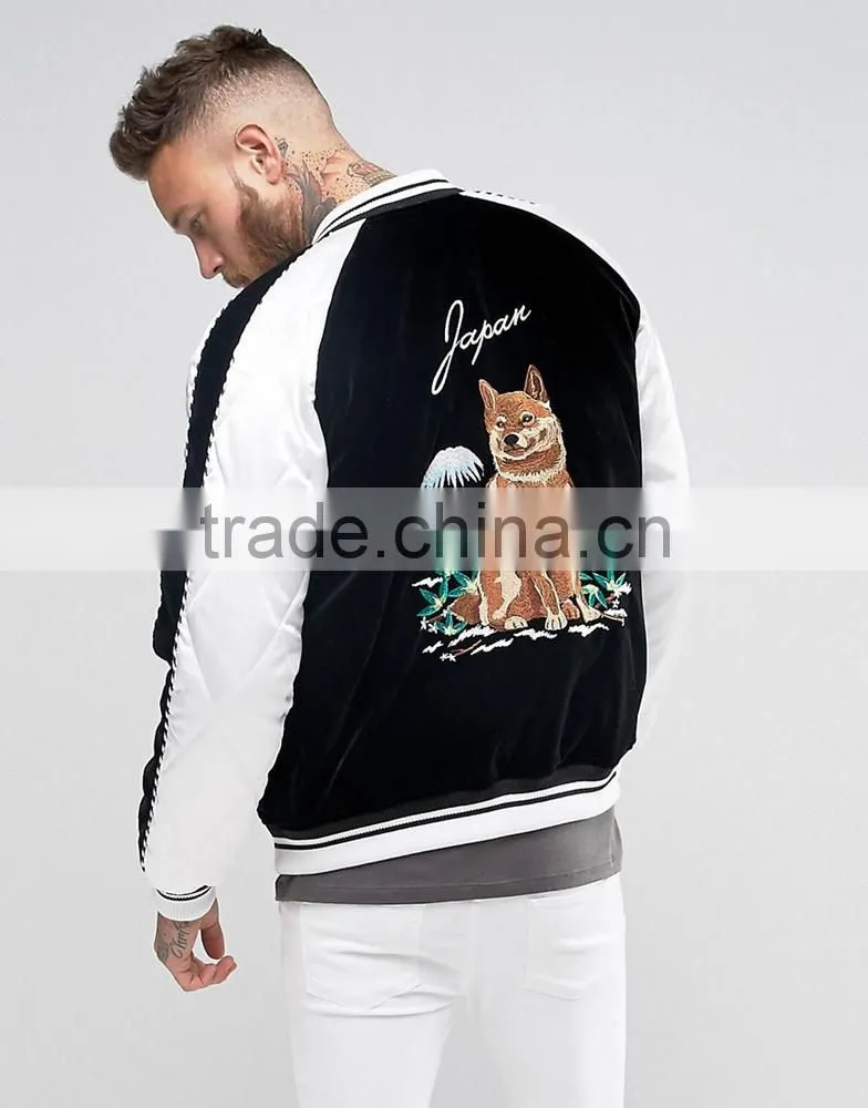2017 newest arrival black customized colors size material men plain baseball jacket