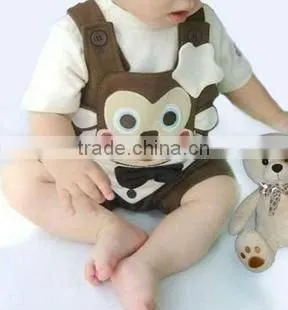 2 pc set Chef modeling Romper monkey Romper overalls + Short Sleeve T-Shirt, baby clothing set