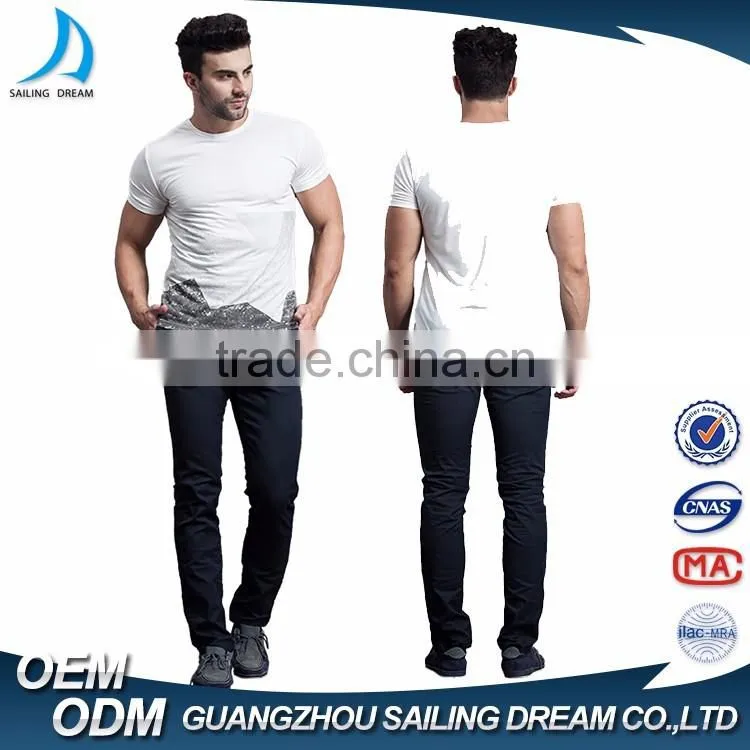 High functionality and fashionable leisure black custom printed mens jogger pant with belt