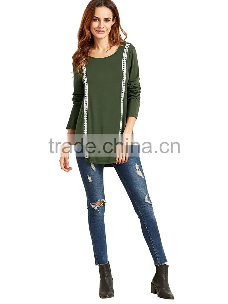 Fashion OEM elegant long sleeves knit blouse Lady plus size top for wholesale