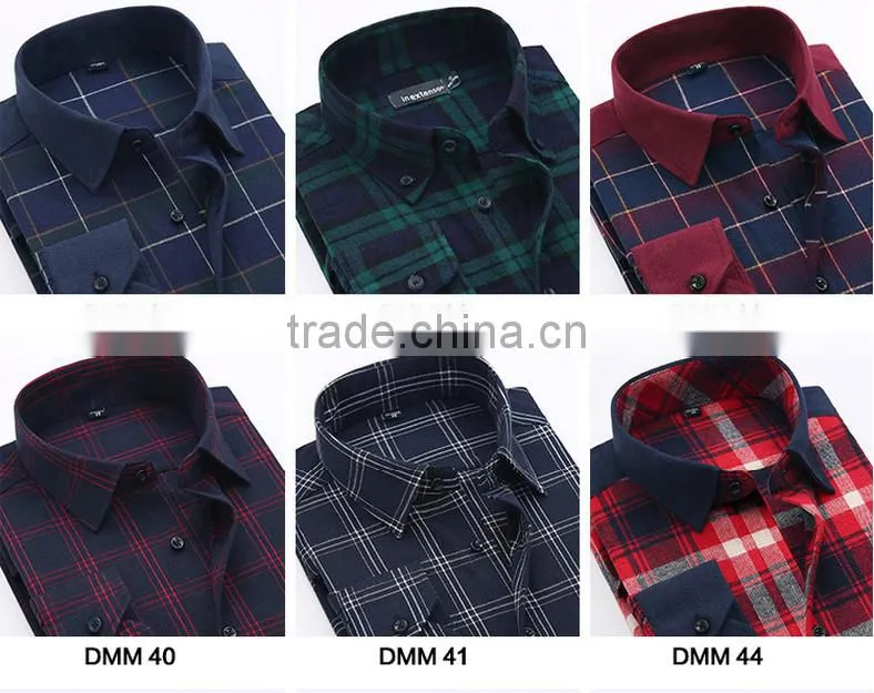 2016 Hot new product for alibaba fashionable uk style microfiber flannel plaid long sleeve latest shirt designs for men