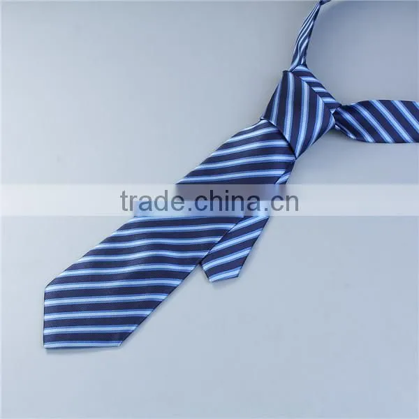Polyester Necktie Black Blue Stripe Chinese Necktie